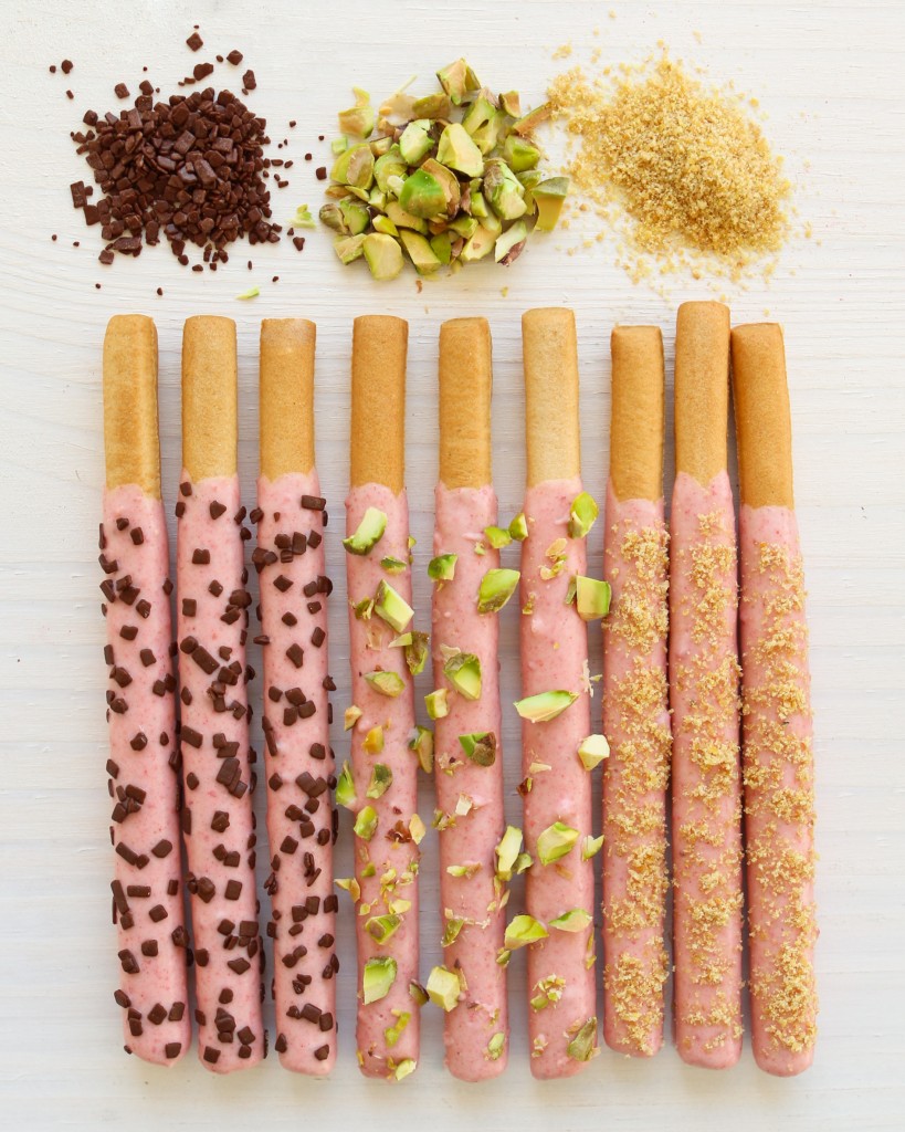 Strawberry Pocky with toppings